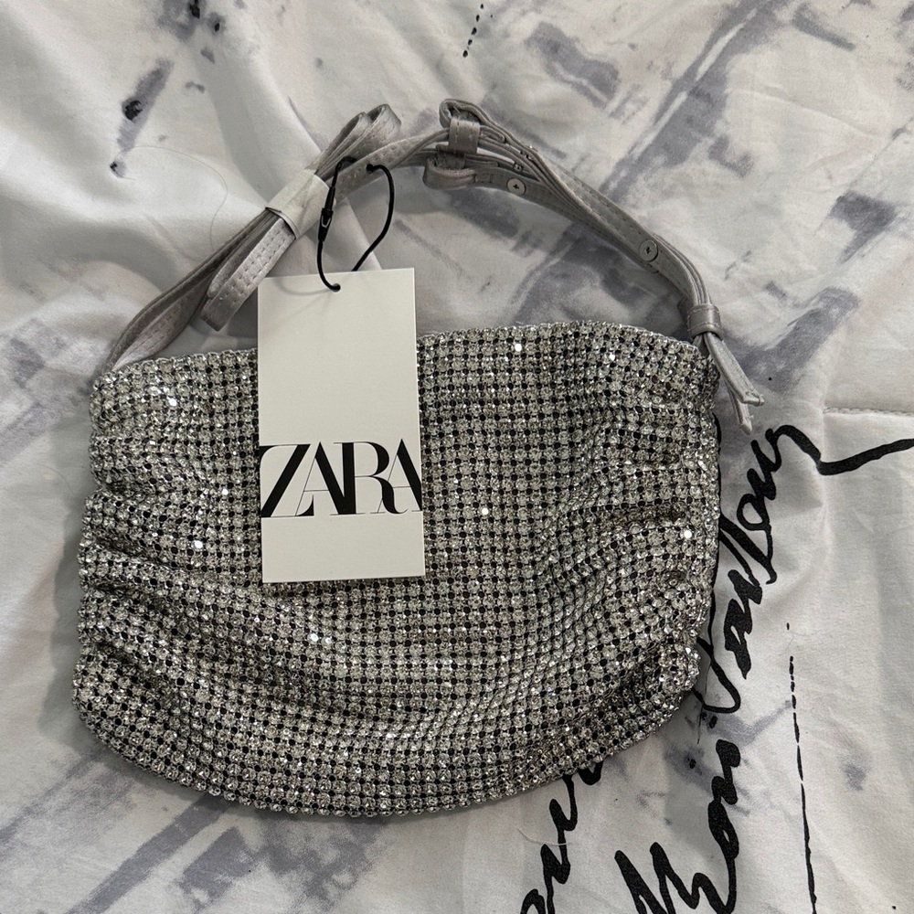 Zara Sparkling Silver Clutch